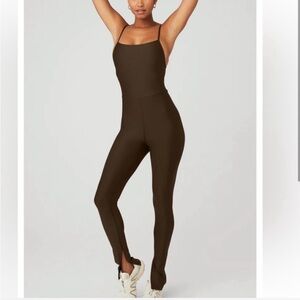 Alo Airlift Disco Daze Onesie In Espresso Brown